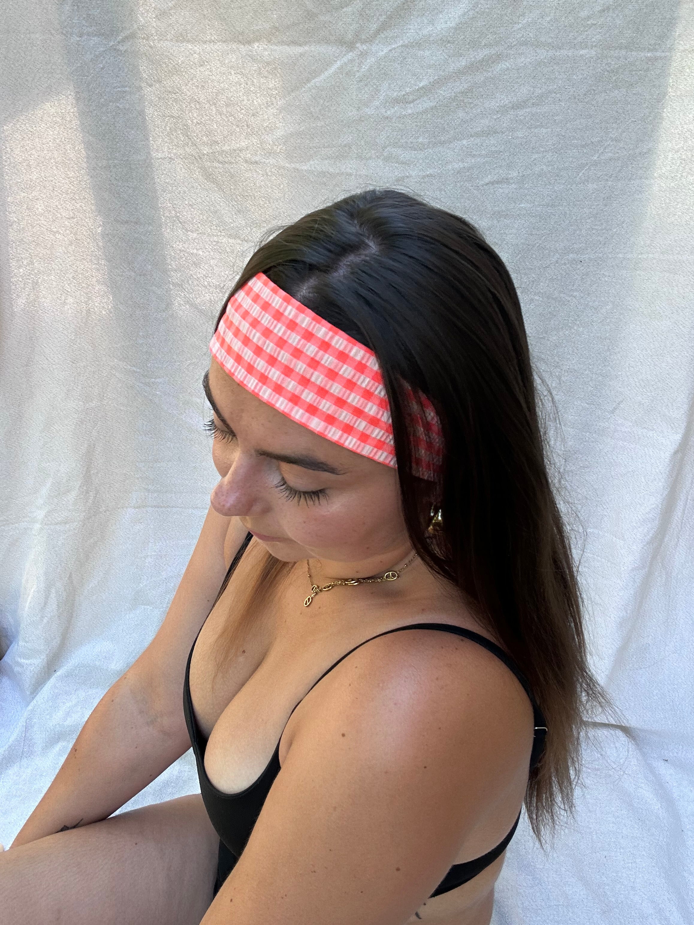 Bandeau Vichy fraise